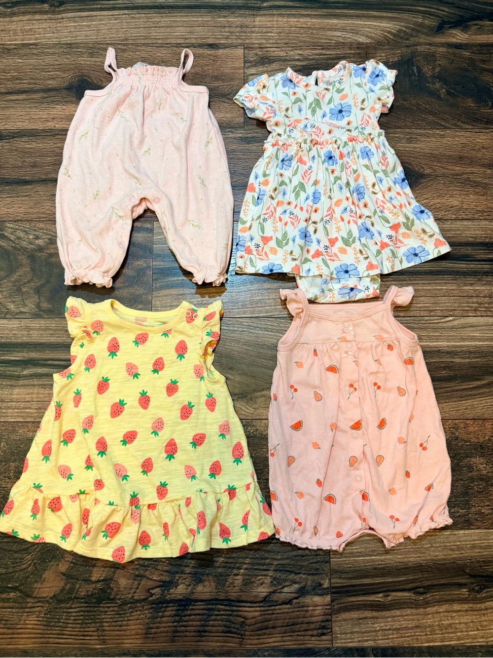 3-6 mos baby girl 4 piece bundle of rompers, jumpsuit and one pieces
